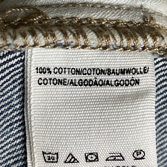 We The Free People Zip It Up Denim Mini Skirt Blue Jean Frayed Hem Size 27 - Picture 4 of 9